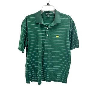 Amen Corner Masters Golf Polo Shirt Mens‎ Large Green Striped Pima Cotton